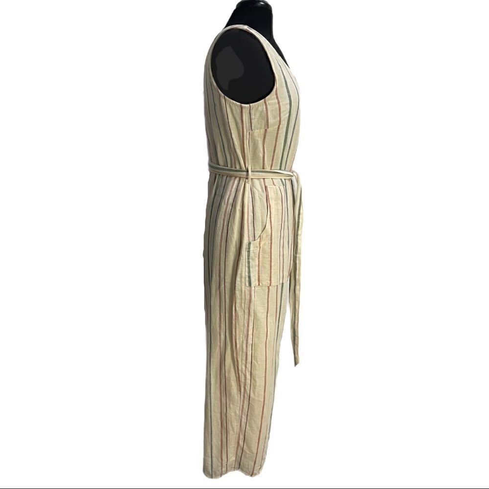 American Eagle Striped V-Neck Sleeveless Tie Waist Jumpsuit Sz S - Picture 5 of 13